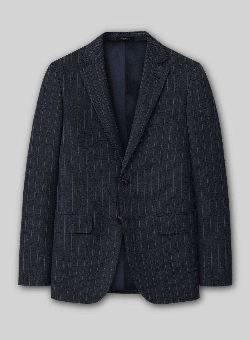 Napolean Genova Stripe Dark Blue Wool Jacket - StudioSuits