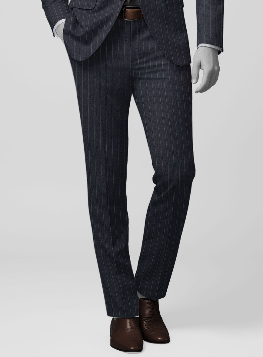 Napolean Genova Stripe Dark Blue Wool Pants - StudioSuits