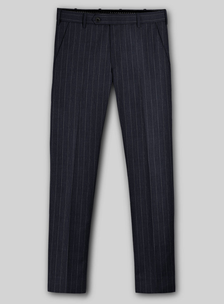 Napolean Genova Stripe Dark Blue Wool Pants - StudioSuits