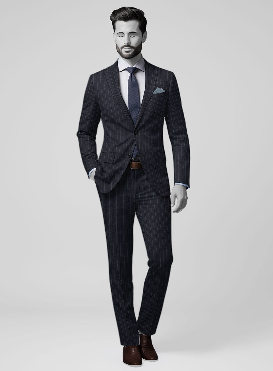Napolean Genova Stripe Dark Blue Wool Suit - StudioSuits