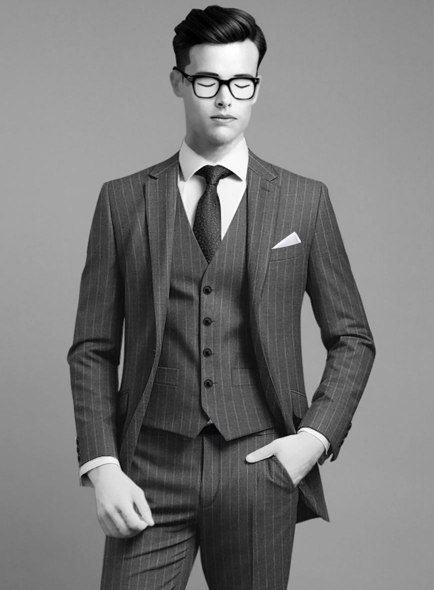 Napolean Genova Stripe Dark Gray Wool Jacket - StudioSuits
