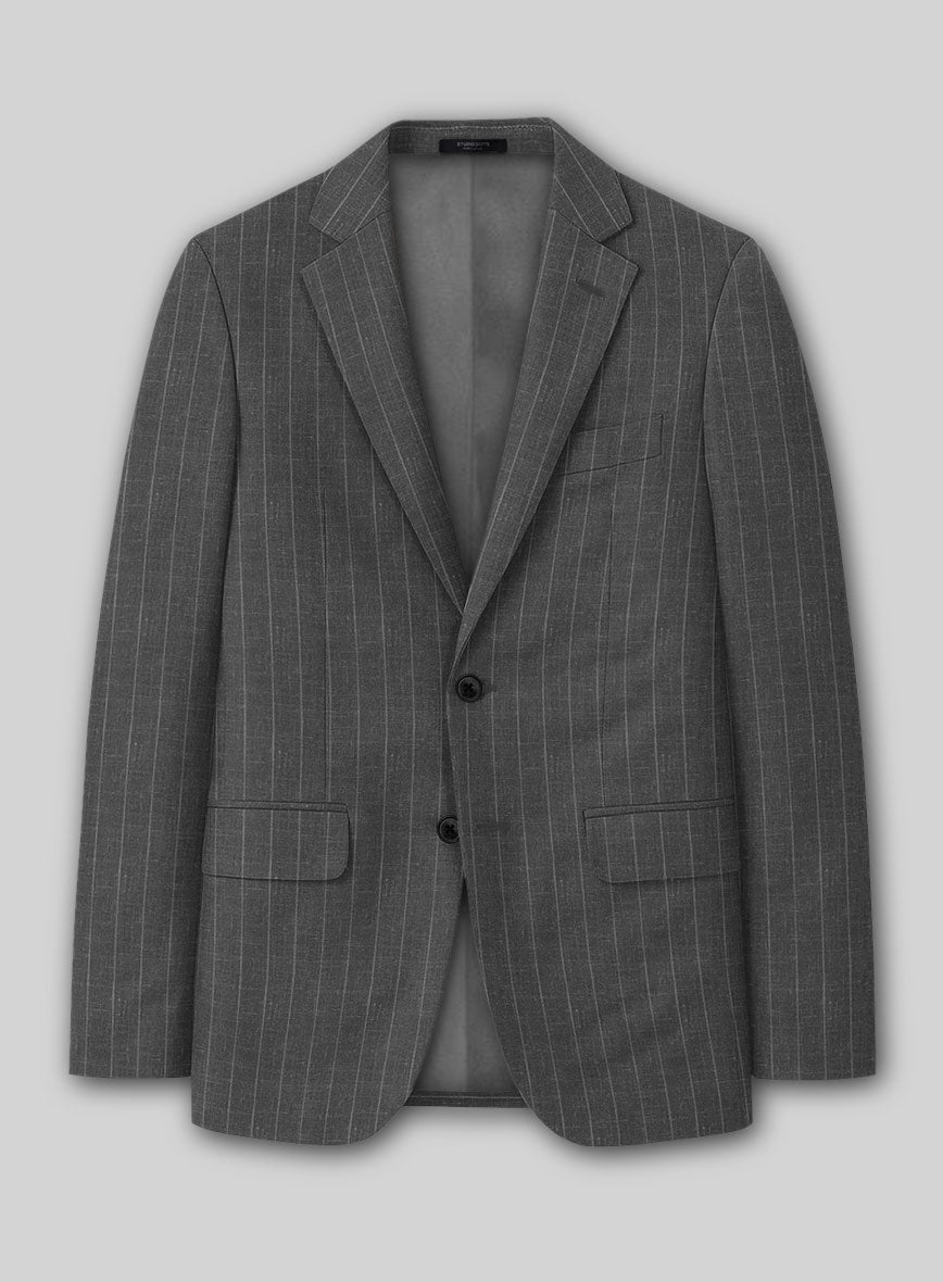 Napolean Genova Stripe Dark Gray Wool Jacket - StudioSuits