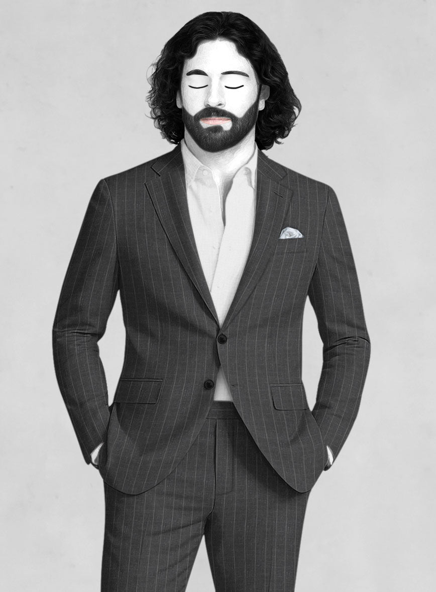 Napolean Genova Stripe Dark Gray Wool Jacket - StudioSuits