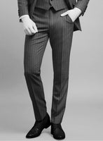 Napolean Genova Stripe Dark Gray Wool Pants - StudioSuits