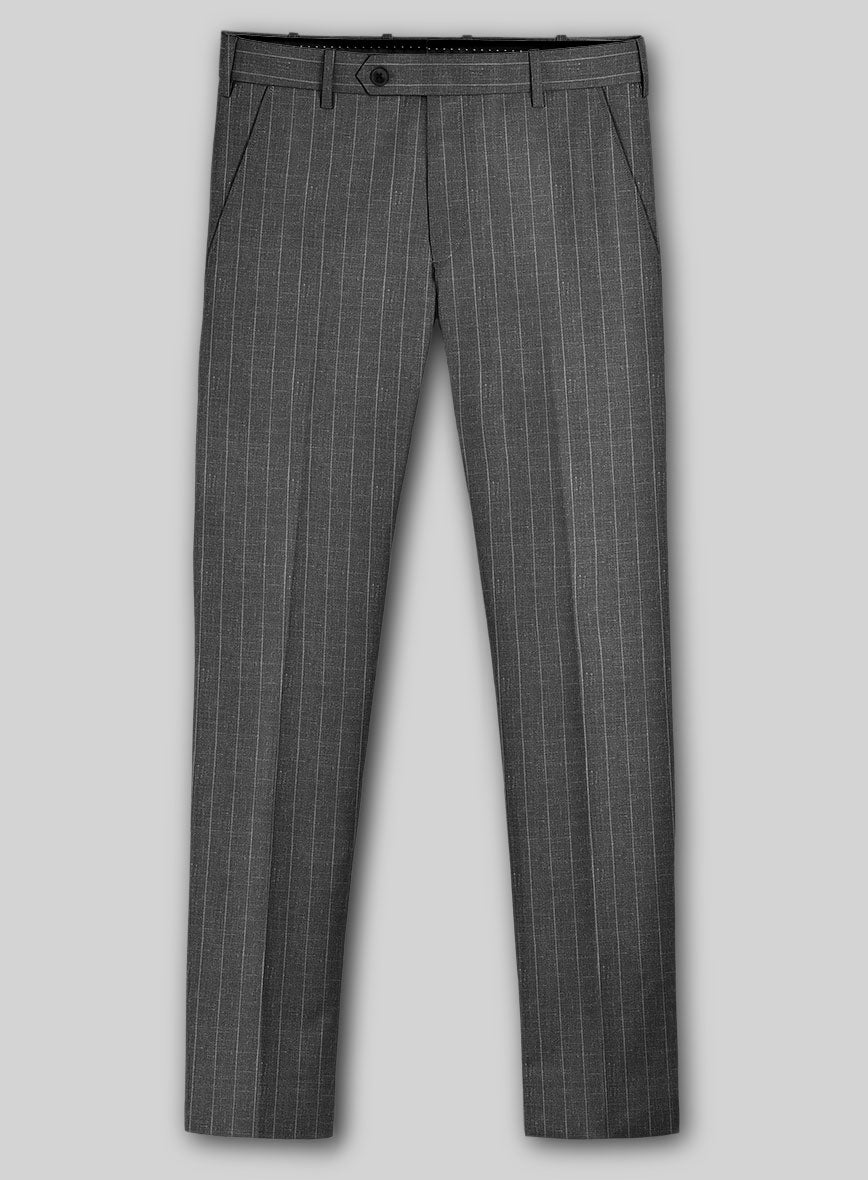 Napolean Genova Stripe Dark Gray Wool Pants - StudioSuits