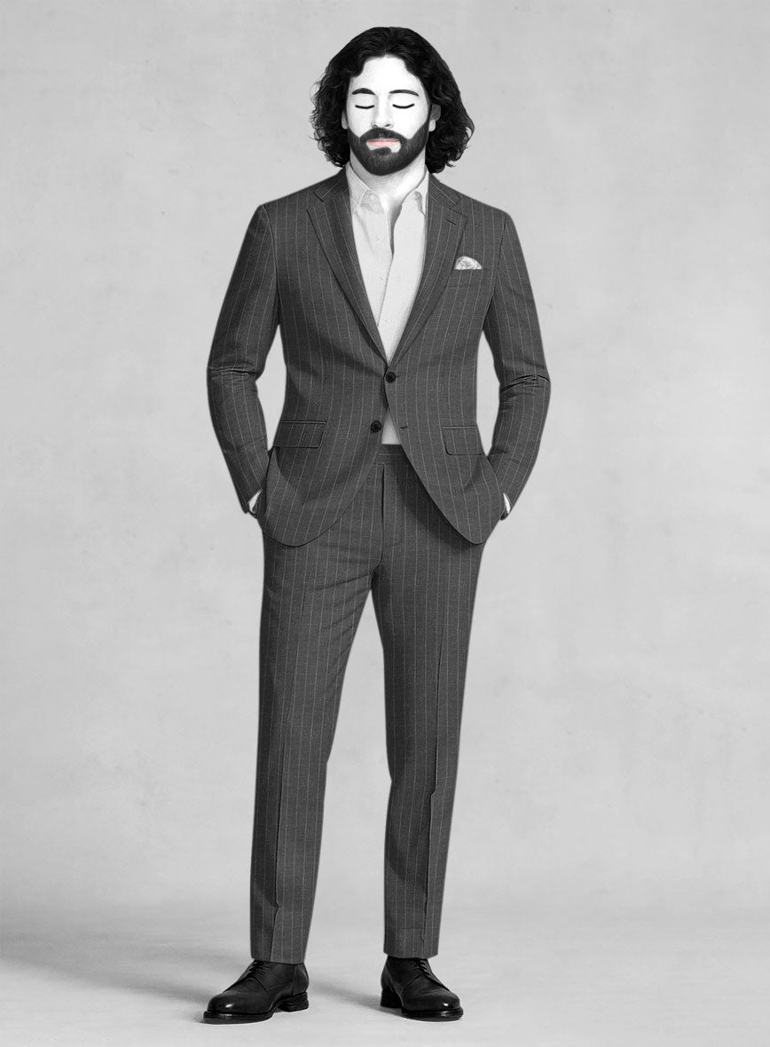 Napolean Genova Stripe Dark Gray Wool Suit - StudioSuits
