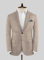 Napolean Genova Stripe Dark Beige Wool Suit - StudioSuits