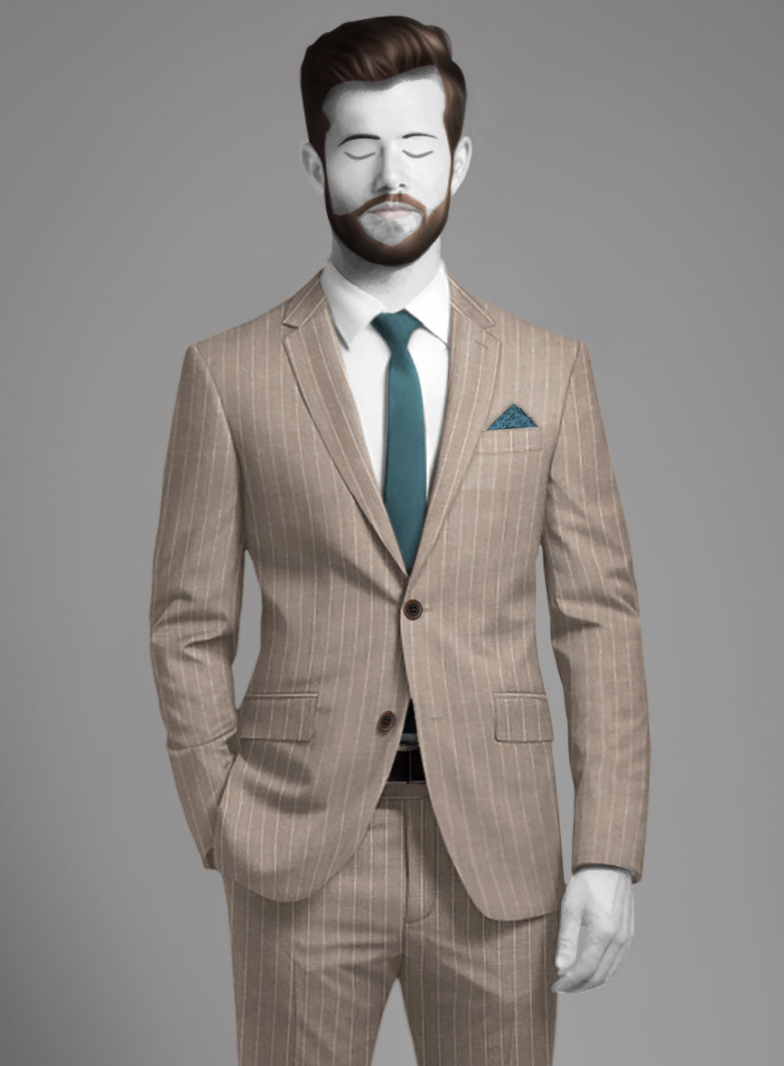 Napolean Genova Stripe Dark Beige Wool Suit - StudioSuits