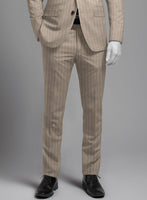 Napolean Genova Stripe Dark Beige Wool Suit - StudioSuits