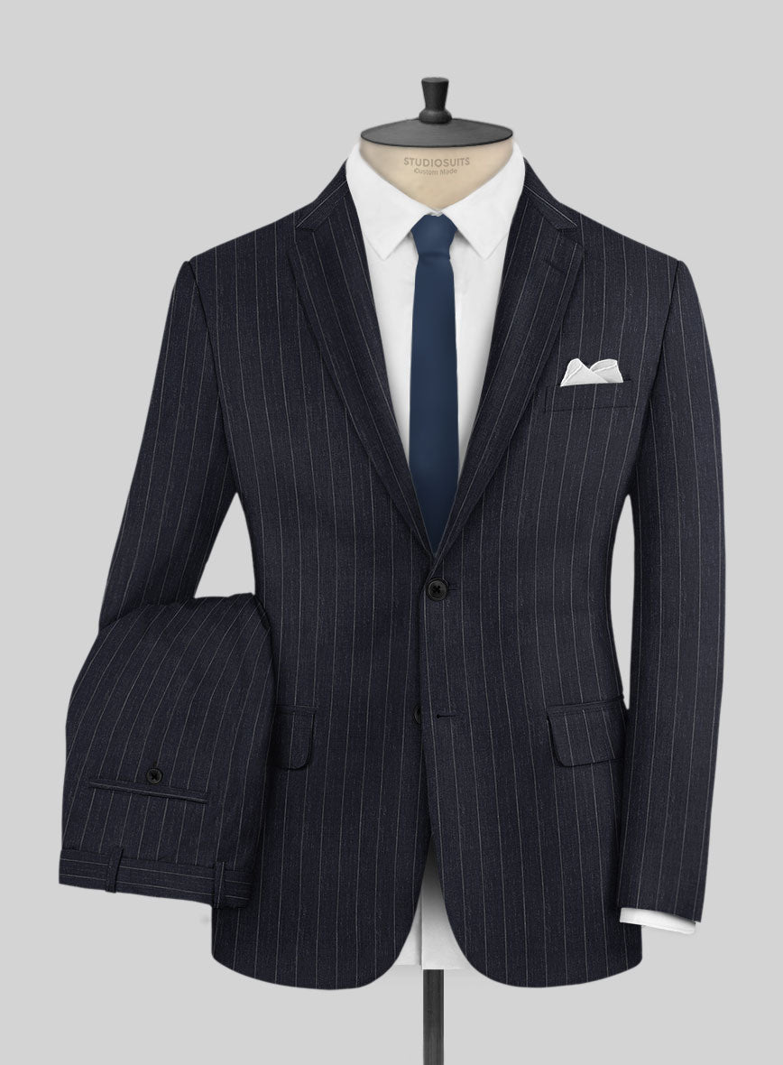 Napolean Genova Stripe Dark Blue Wool Suit - StudioSuits