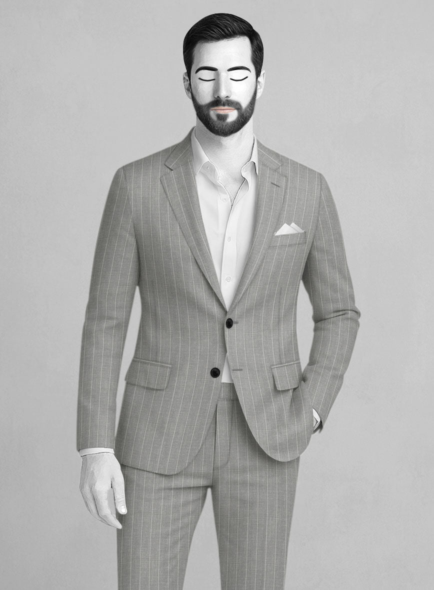 Napolean Genova Stripe Gray Wool Jacket - StudioSuits