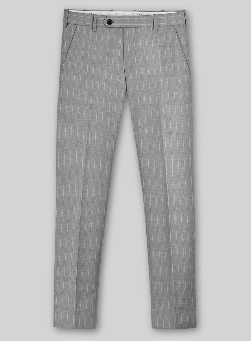 Napolean Genova Stripe Gray Wool Pants - StudioSuits