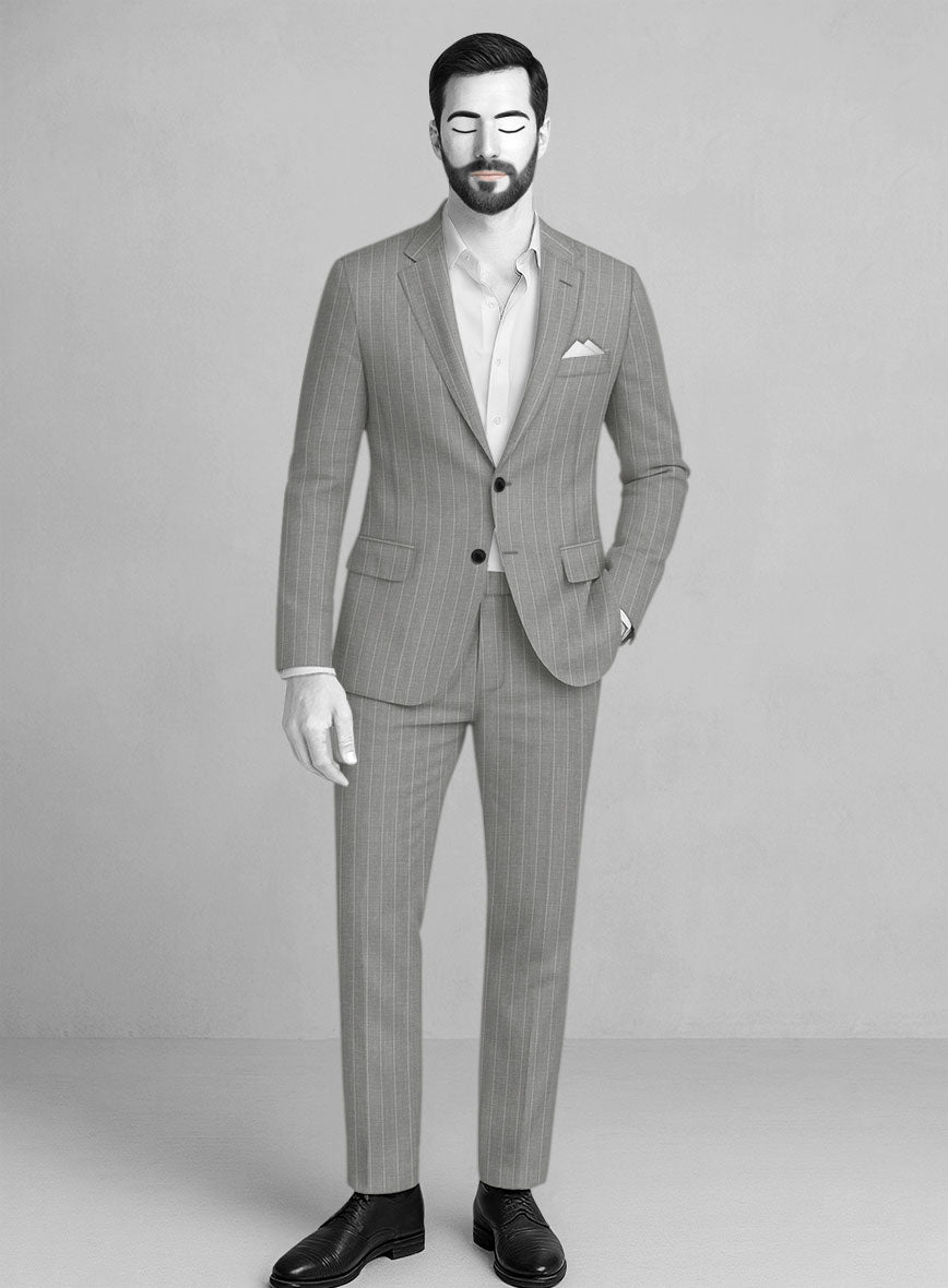 Napolean Genova Stripe Gray Wool Suit - StudioSuits