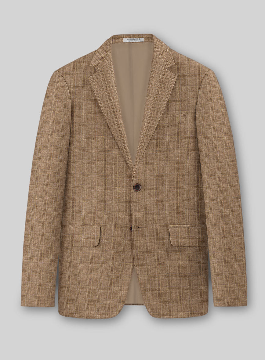 Napolean Gisde Glen Brown Wool Jacket - StudioSuits