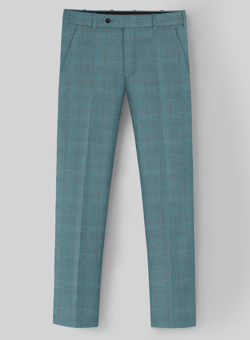 Napolean Gisde Glen Light Blue Wool Pants - StudioSuits