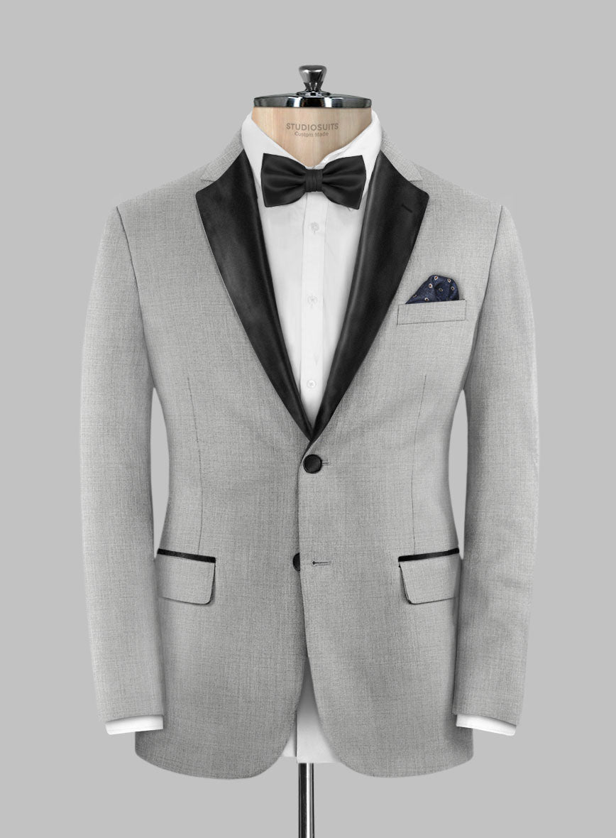 Napolean Ice Gray Wool Tuxedo Jacket - StudioSuits