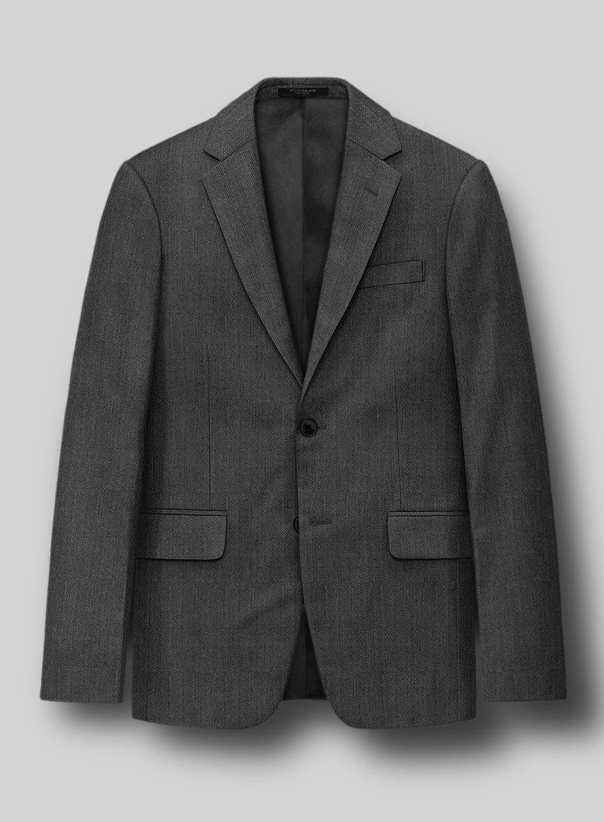 Napolean Imperial Gray Herringbone Wool Suit - StudioSuits