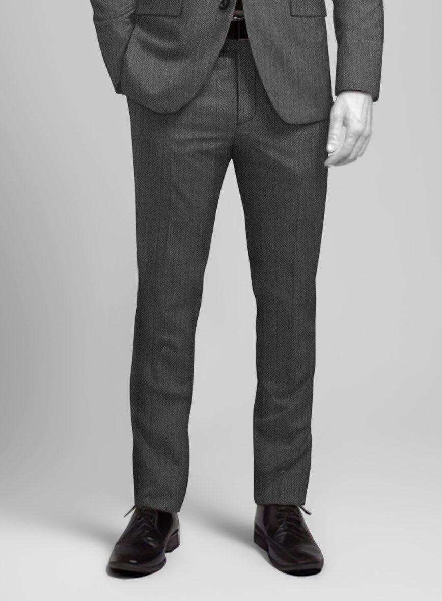 Napolean Imperial Gray Herringbone Wool Suit - StudioSuits