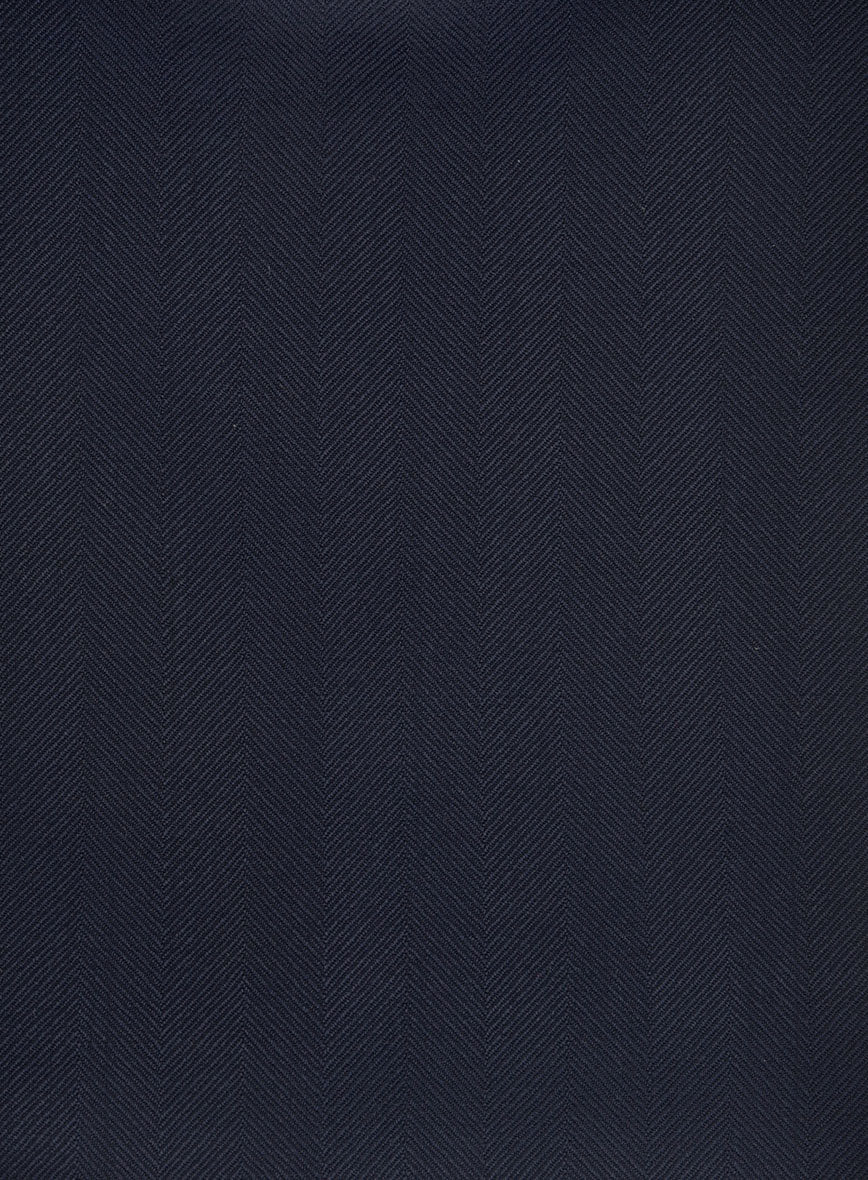 Napolean Imperial Blue Herringbone Wool Pants - StudioSuits
