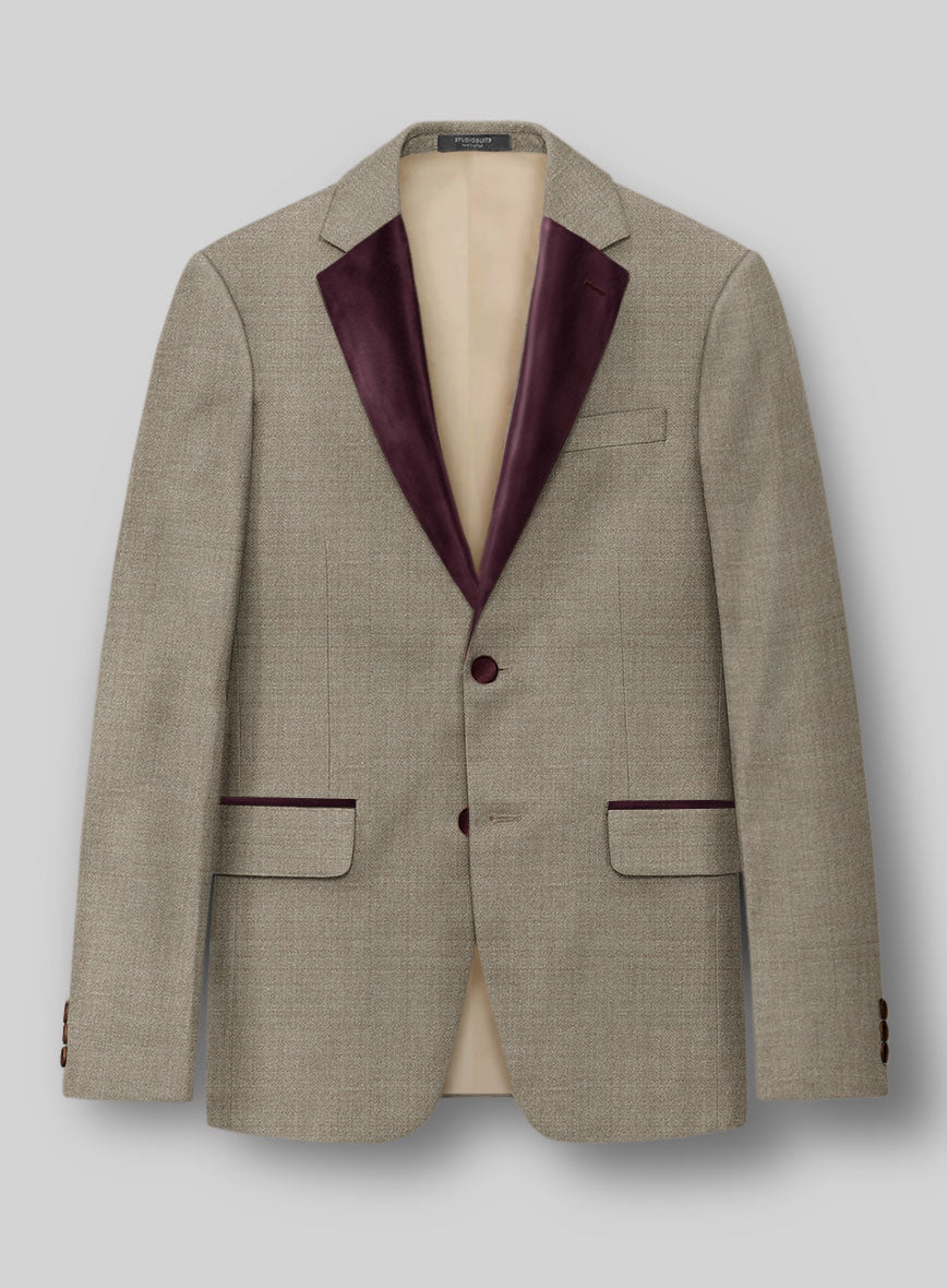 Napolean Infantry Khaki Wool Tuxedo Jacket - StudioSuits