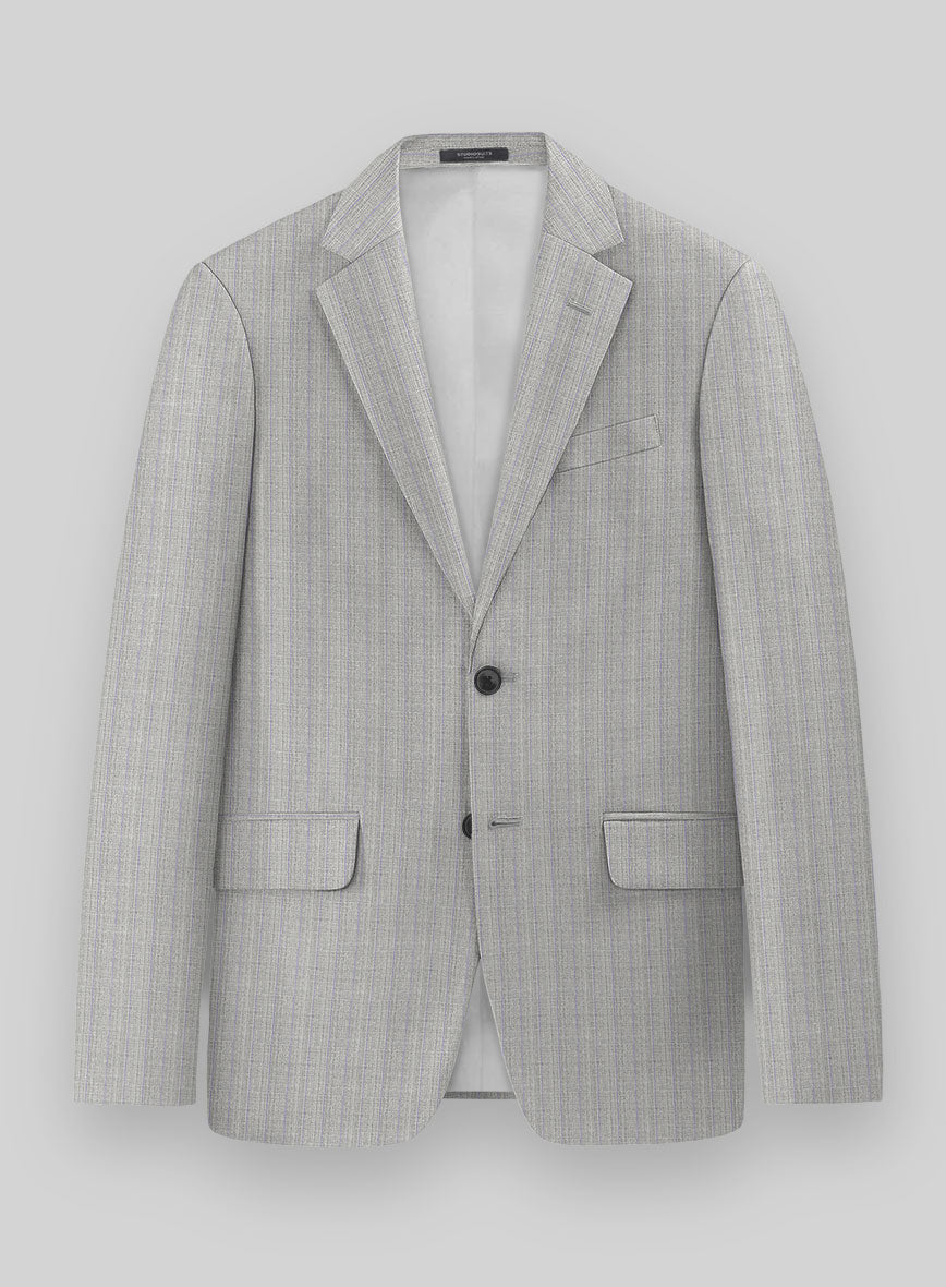 Napolean Inigo Stripe Ice Gray Wool Jacket - StudioSuits