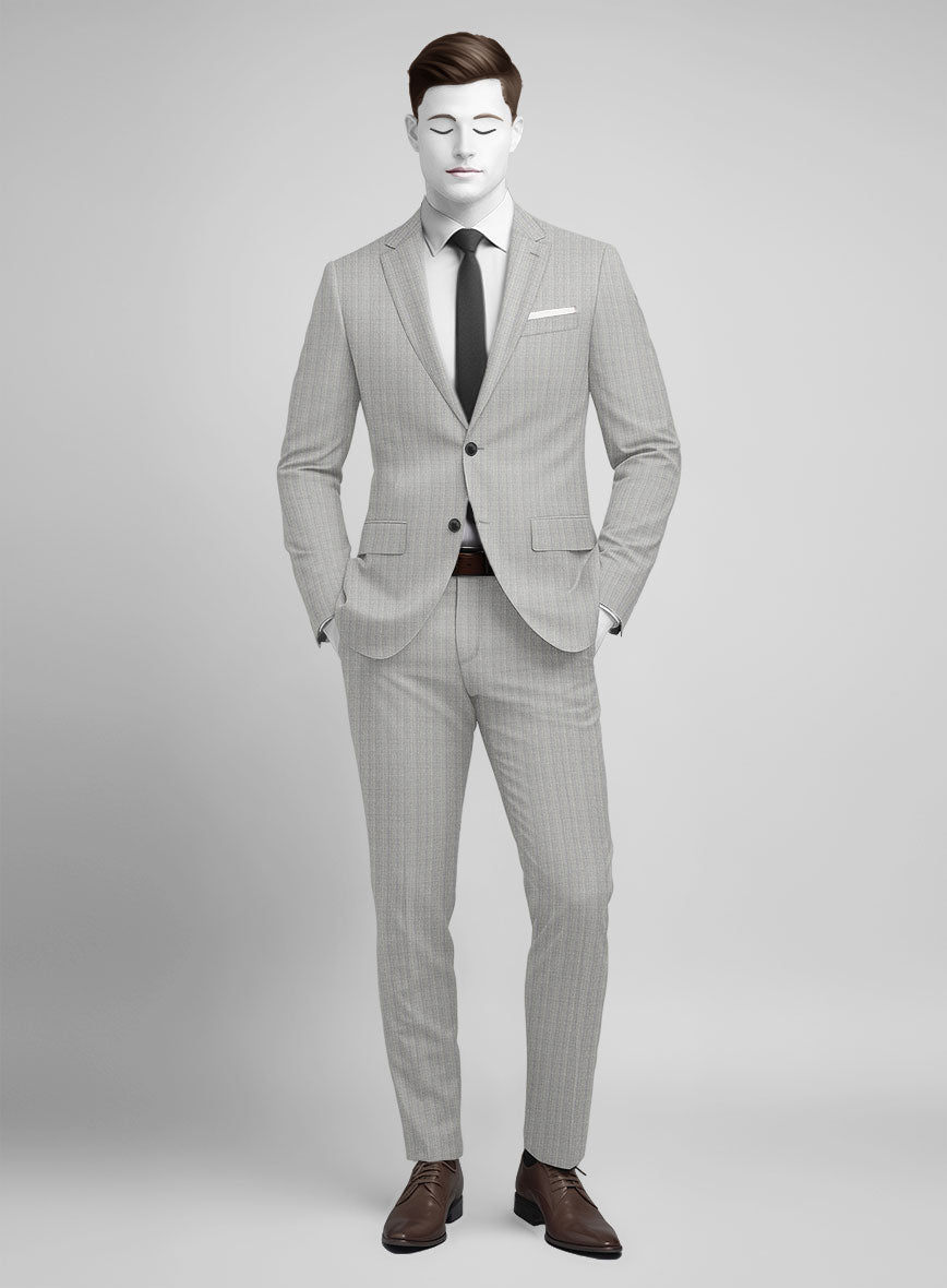 Napolean Inigo Stripe Ice Gray Wool Suit - StudioSuits