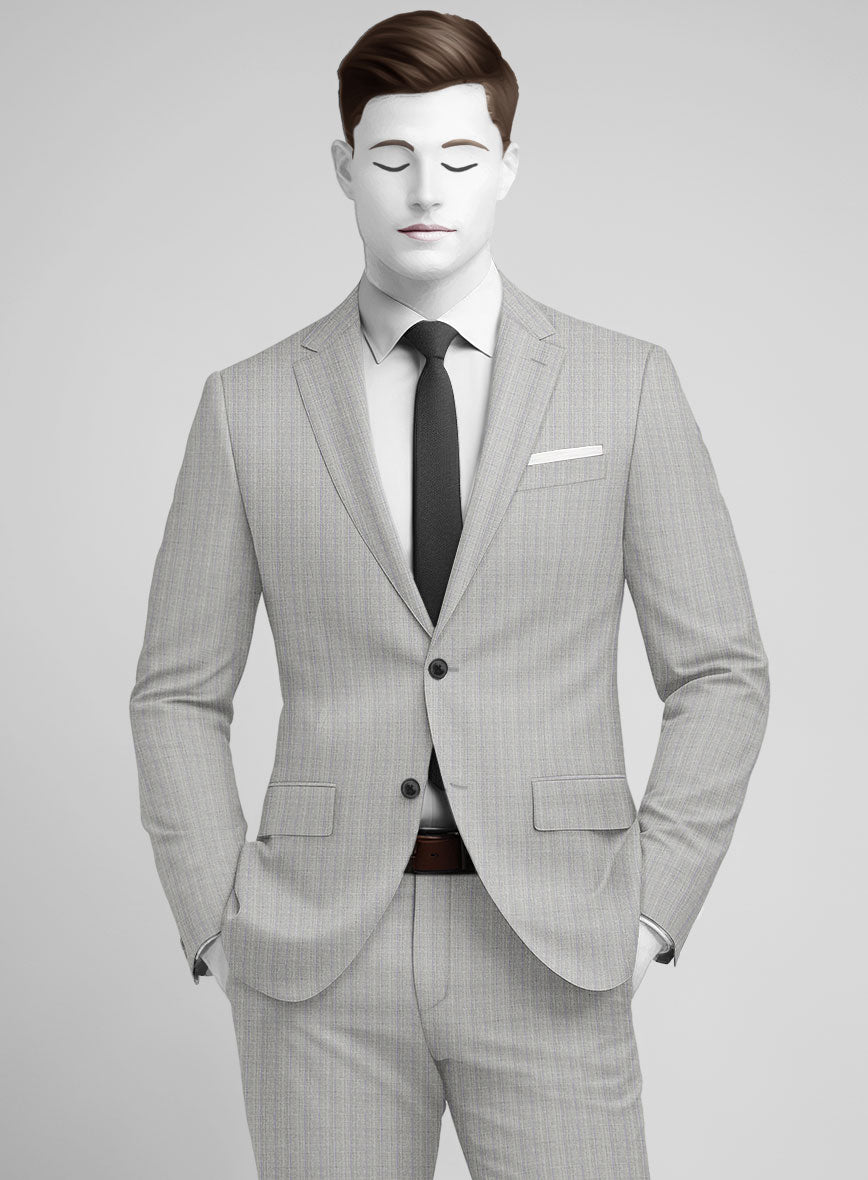 Napolean Inigo Stripe Ice Gray Wool Jacket - StudioSuits