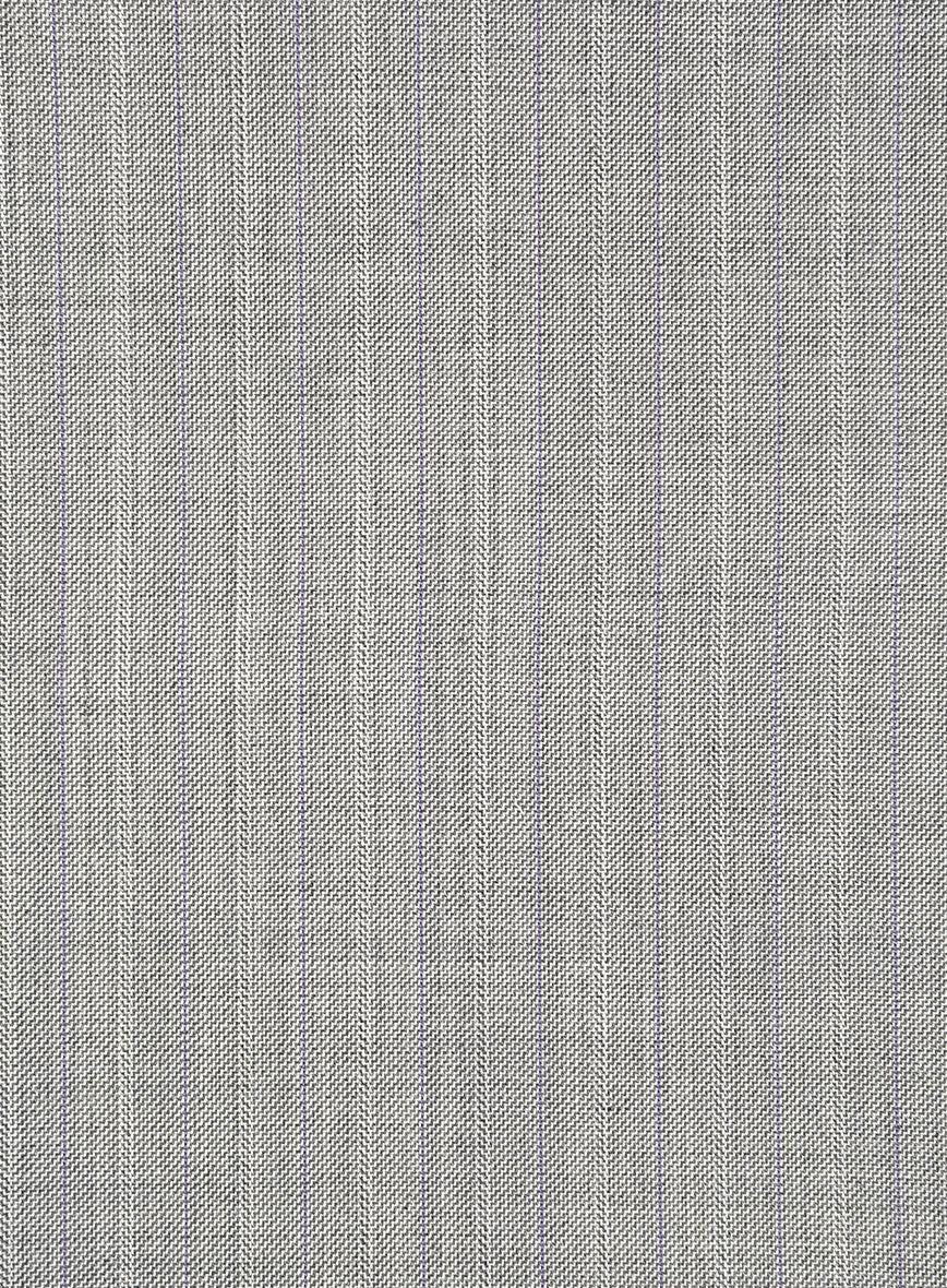 Napolean Inigo Stripe Ice Gray Wool Pants - StudioSuits