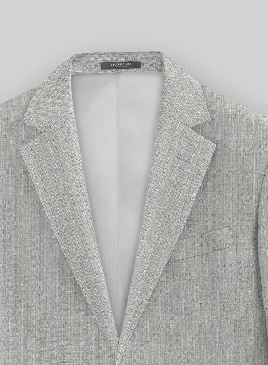 Napolean Inigo Stripe Ice Gray Wool Jacket - StudioSuits