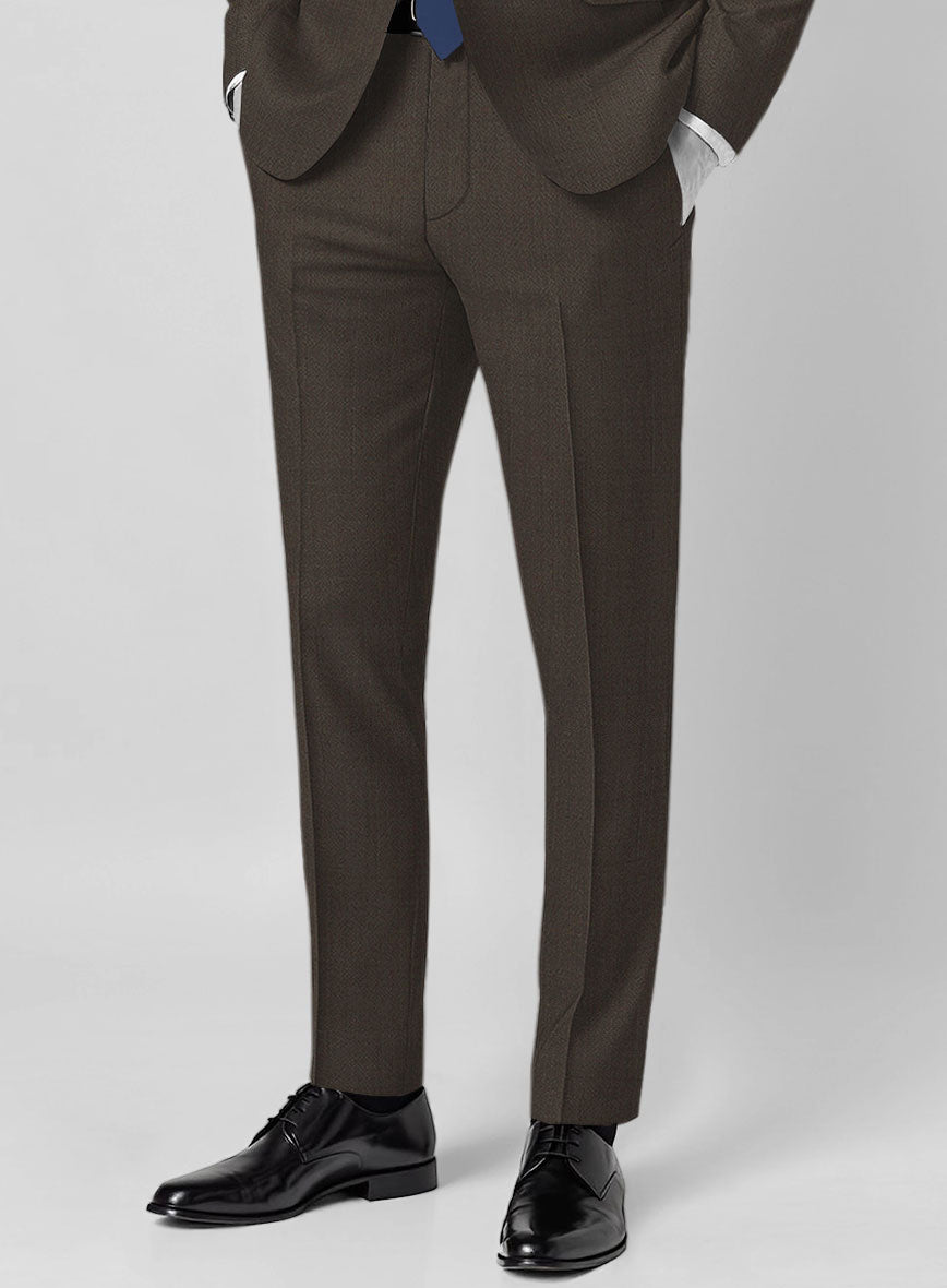 Napolean Intense Brown Wool Pants - StudioSuits