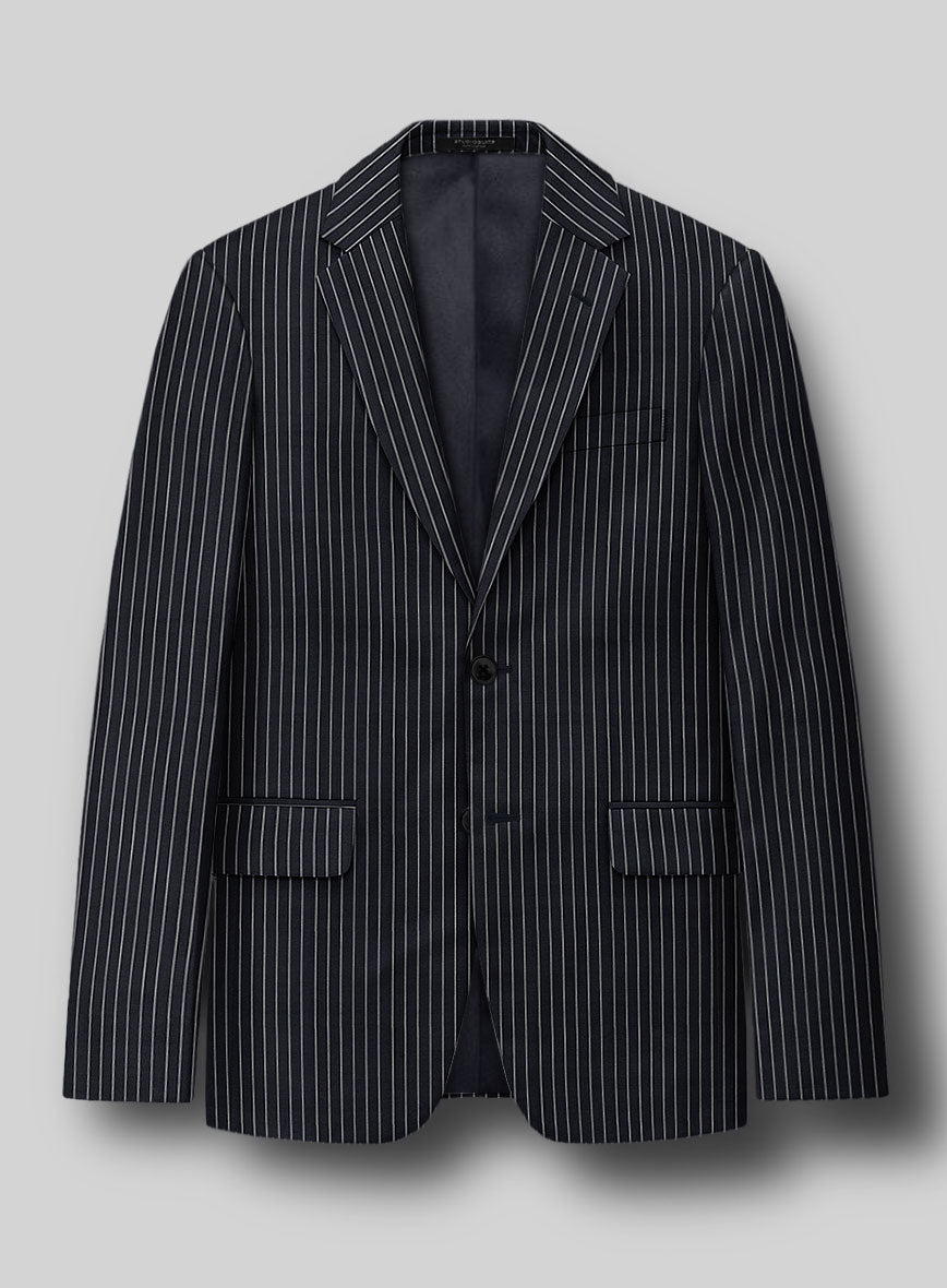 Napolean Isaura Stripe Blue Wool Jacket - StudioSuits