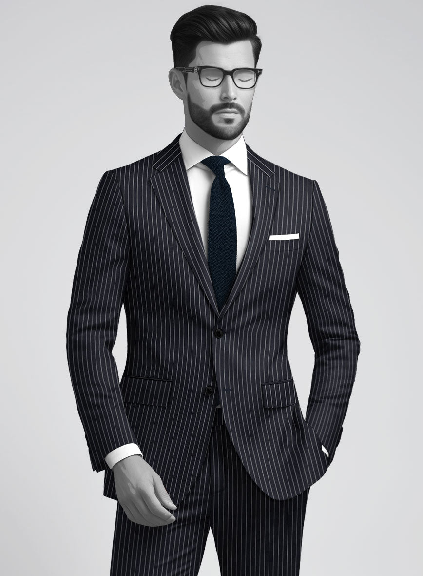 Napolean Isaura Stripe Blue Wool Jacket - StudioSuits