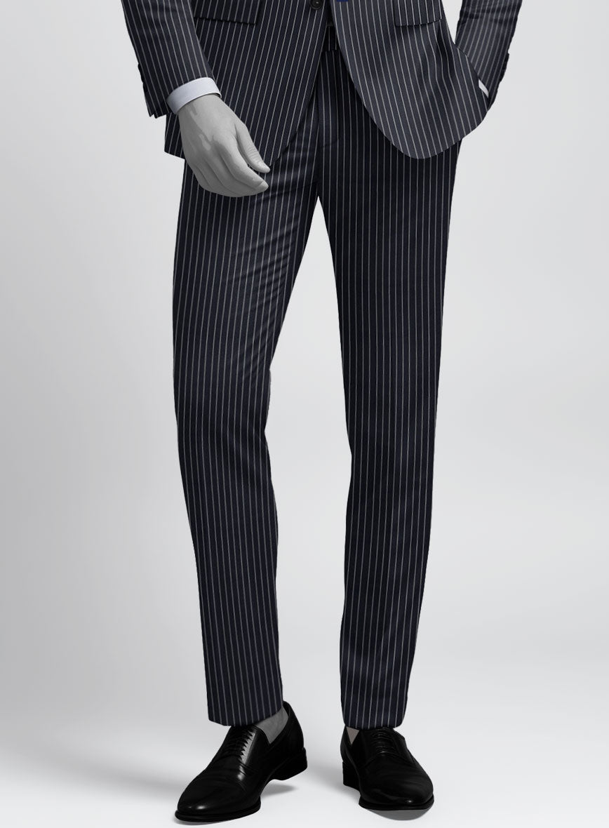 Napolean Isaura Stripe Blue Wool Pants - StudioSuits