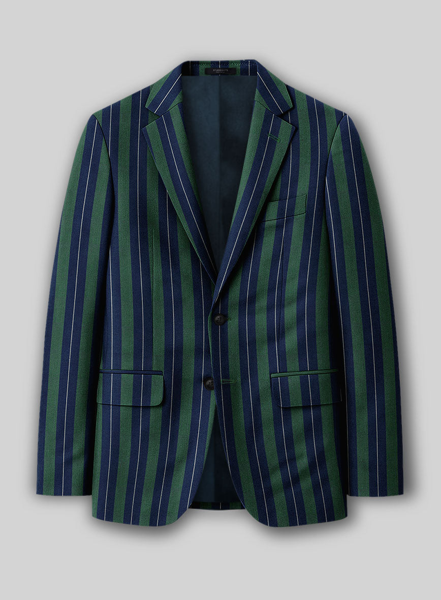 Napolean Izzaro Stripe Green Blue Wool Jacket - StudioSuits