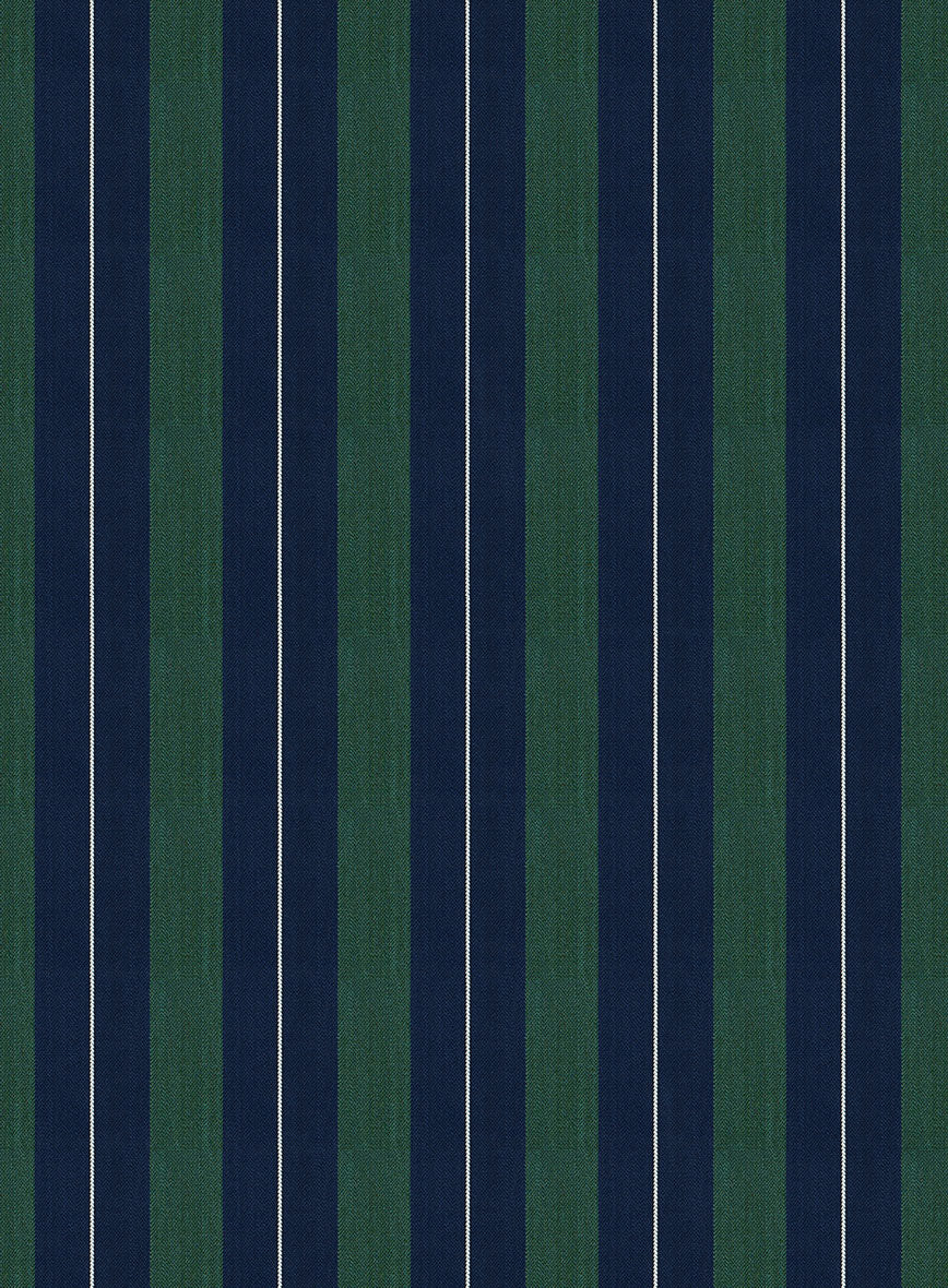 Napolean Izzaro Stripe Green Blue Wool Pants - StudioSuits