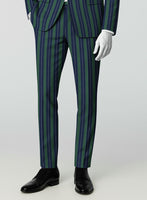 Napolean Izzaro Stripe Green Blue Wool Pants - StudioSuits