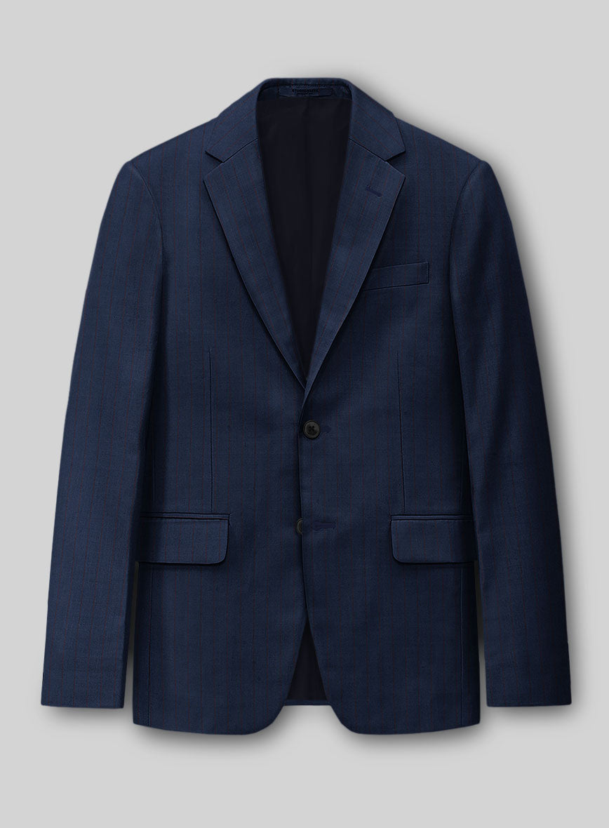 Napolean Kara Stripe Blue Wool Jacket - StudioSuits