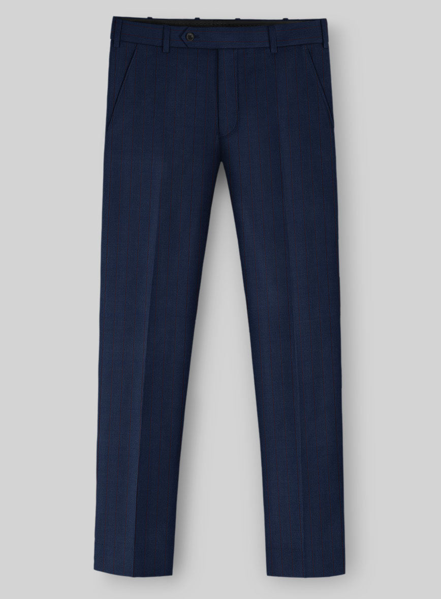 Napolean Kara Stripe Blue Wool Pants - StudioSuits