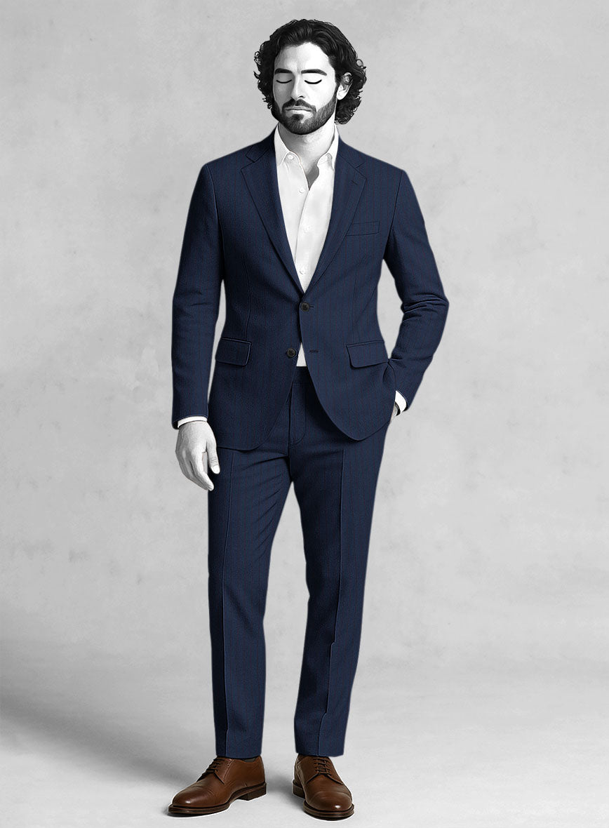 Napolean Kara Stripe Blue Wool Suit - StudioSuits