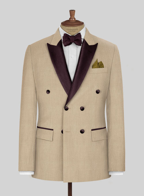 Napolean Khaki Wool Tuxedo Jacket - StudioSuits