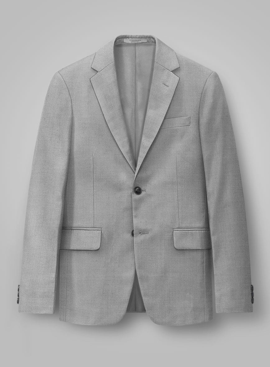 Napolean Worsted Light Gray Wool Jacket - StudioSuits