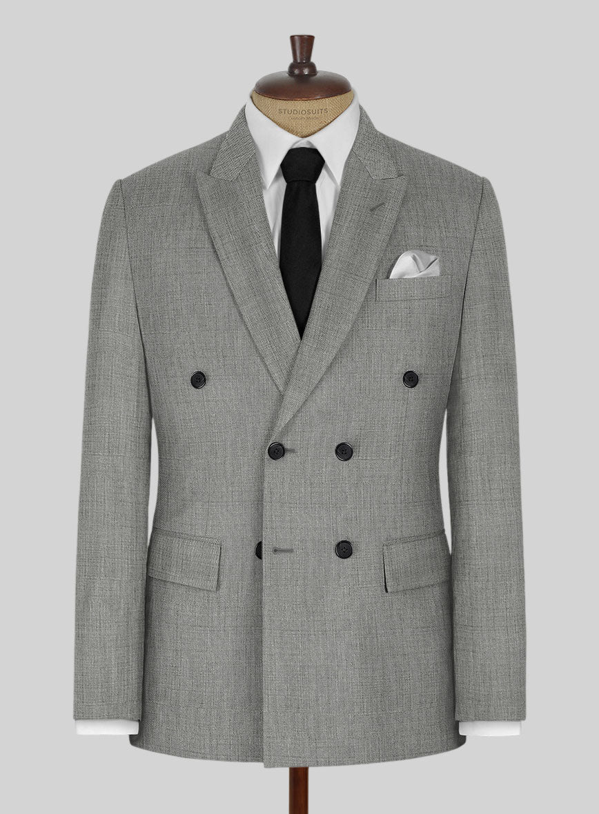 Napolean Sharkskin Light Gray Wool Jacket - StudioSuits