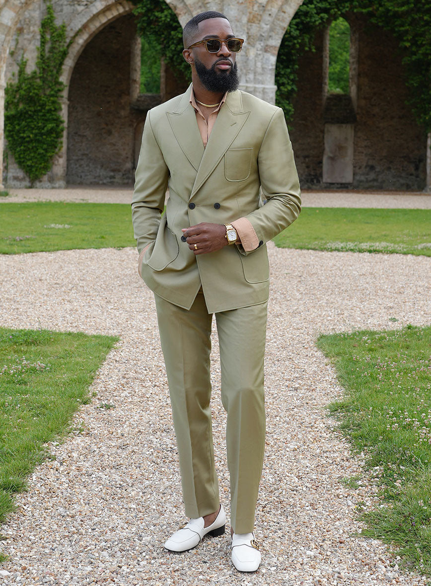 Napolean Light Khaki Wool Basel Double Breasted Suit - StudioSuits