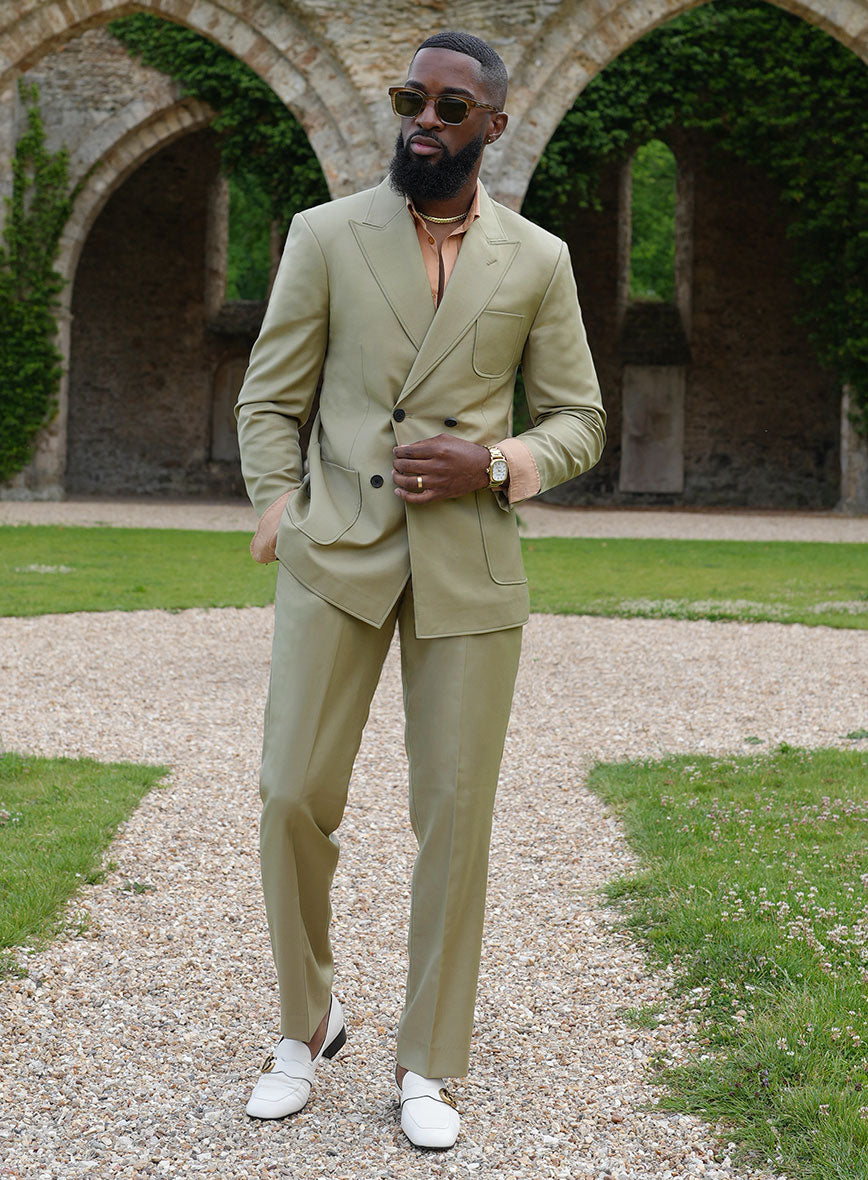 Napolean Light Khaki Wool Basel Double Breasted Suit - StudioSuits