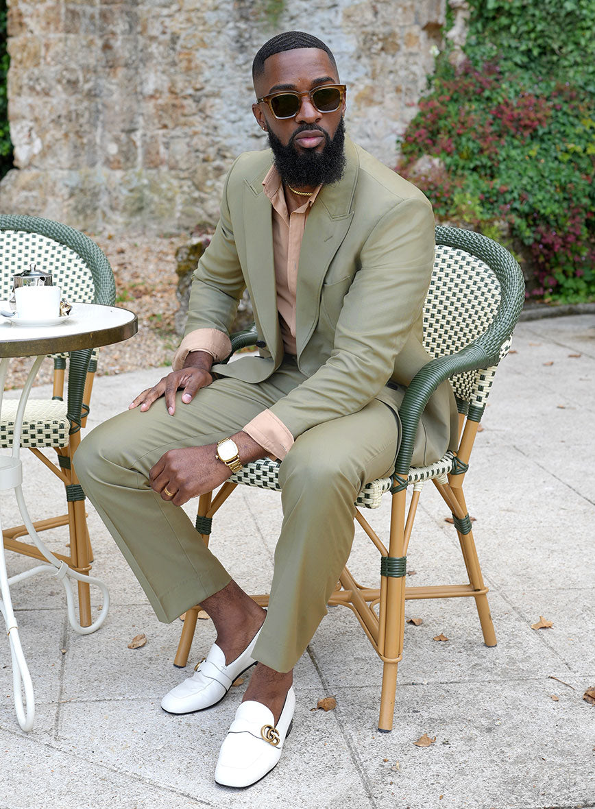 Napolean Light Khaki Wool Basel Double Breasted Suit - StudioSuits