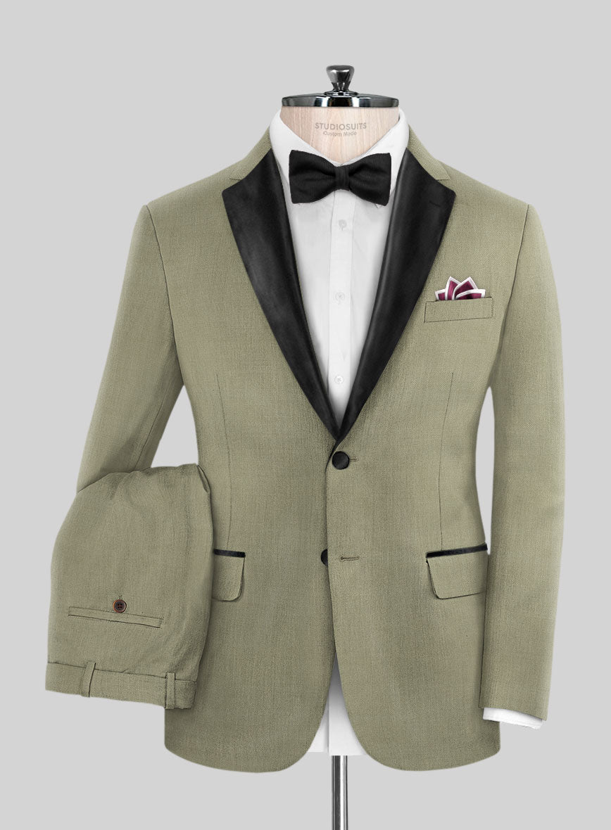 Napolean Light Khaki Wool Tuxedo Suit - StudioSuits