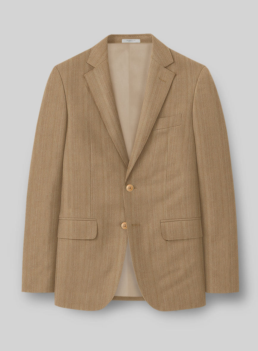 Napolean Lurvani Herringbone Biscotti Wool Jacket - StudioSuits