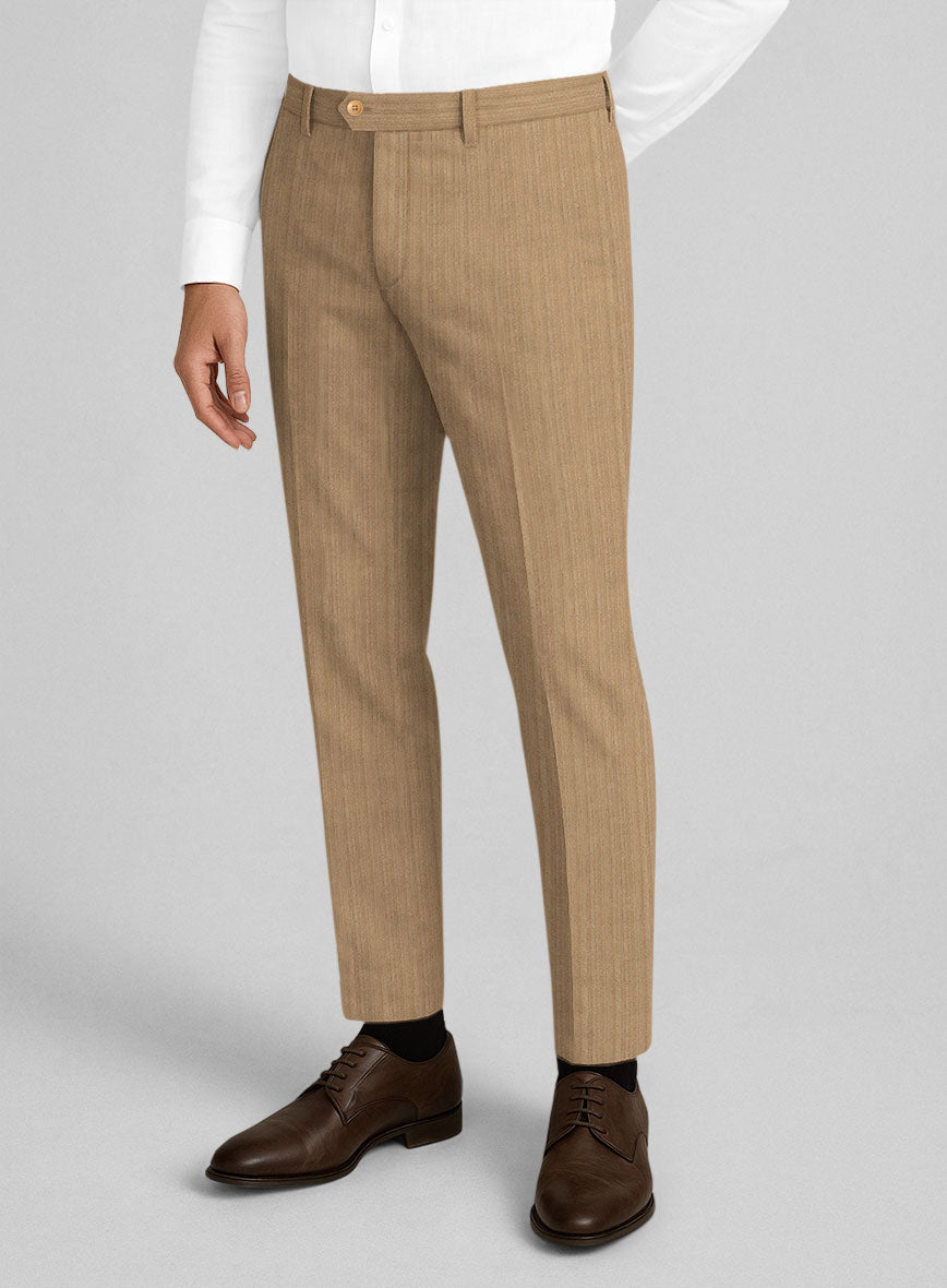 Napolean Lurvani Herringbone Biscotti Wool Pants - StudioSuits