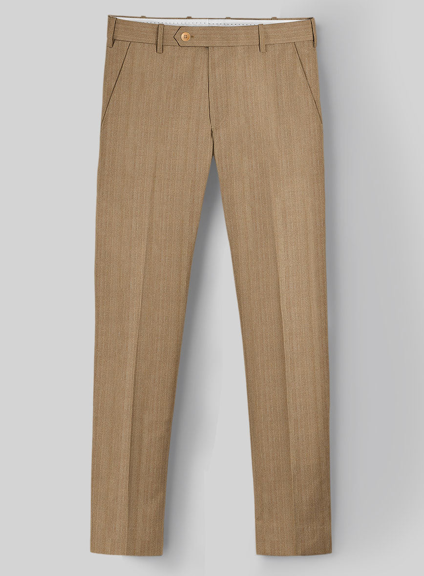Napolean Lurvani Herringbone Biscotti Wool Pants - StudioSuits