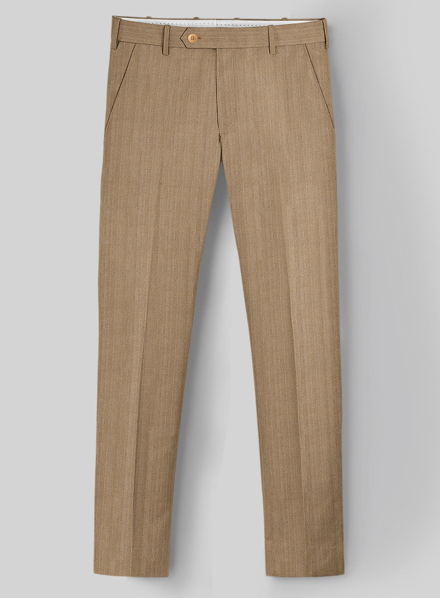 Napolean Lurvani Herringbone Biscotti Wool Pants - StudioSuits